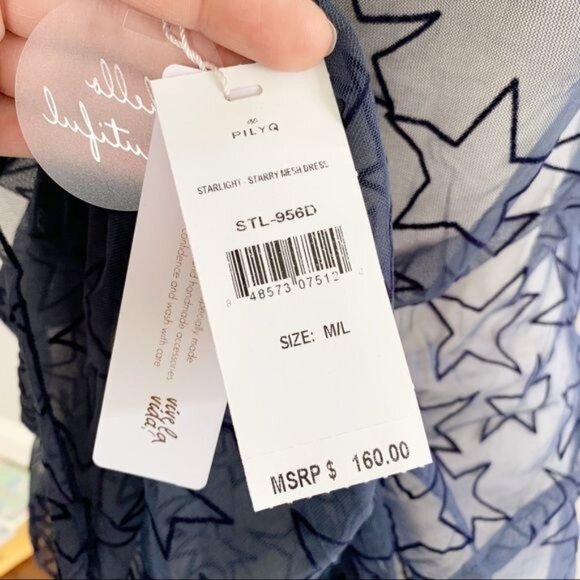 Pilyq Starry Dress in Starlight Swim Coverup Size M/L Navy Blue Medium Large - Picture 7 of 10